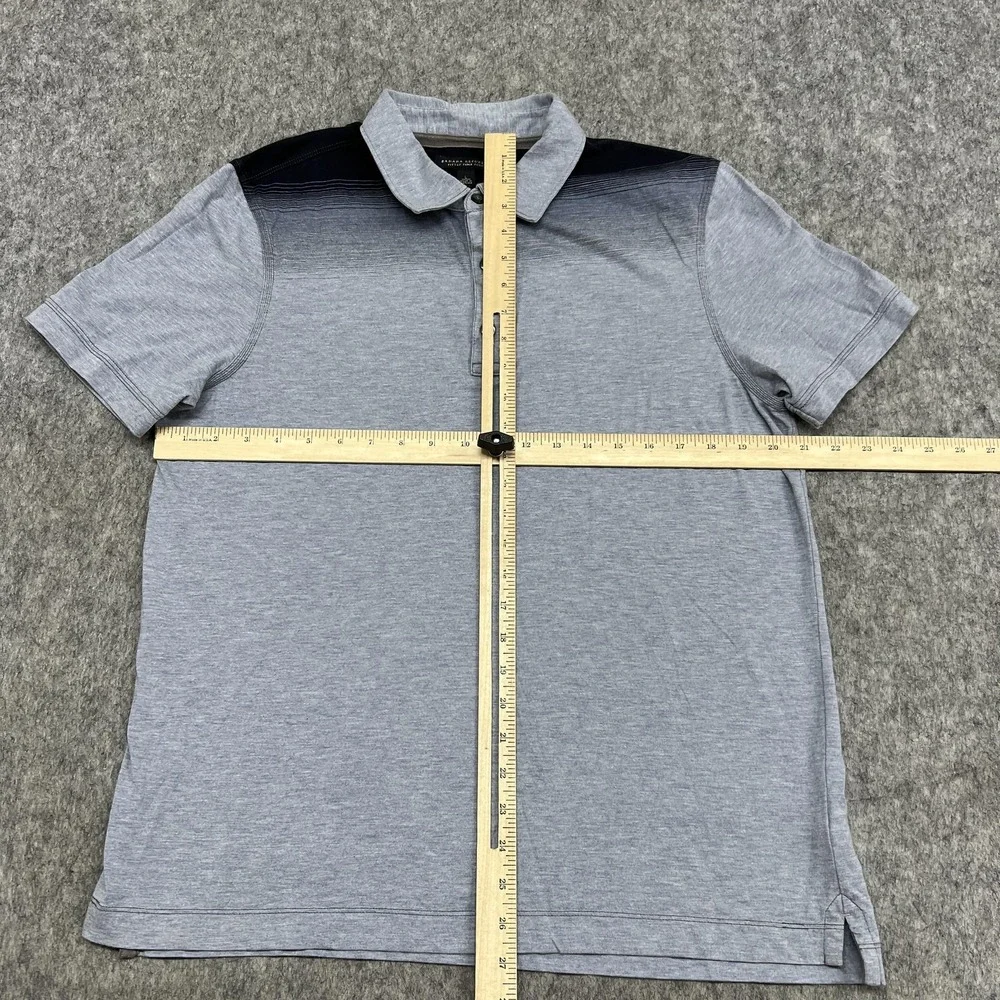 Banana Republic Polo Shirt Mens Large Gray Fitted Pima Ombre Short Sleeve Cotton